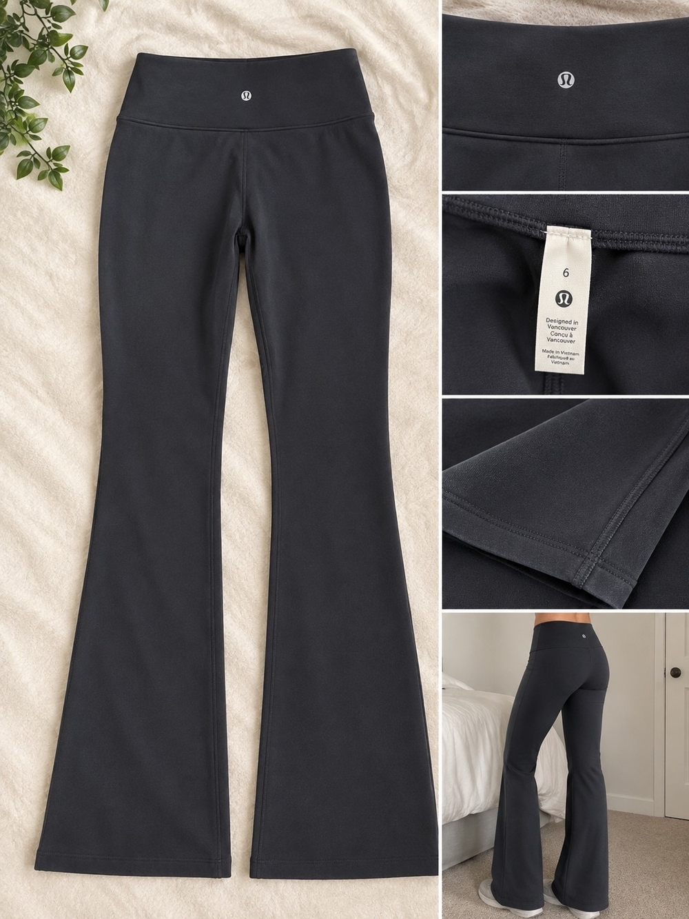 lululemon athletica Women's Black Flared High-Rise Leggings - Size 6